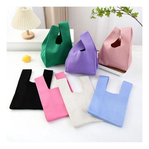Bolso De Pulsera Knot, Bolsas De Compras De Color Liso De Gr