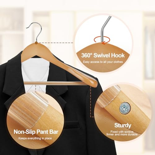 Perchas De Traje De Madera House Day De 6 Piezas, Resistente