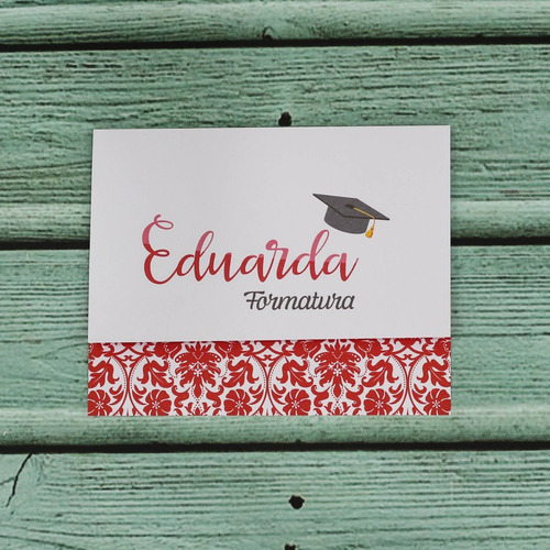 Imagem 5 de 5 de 50 Convites De Formatura Floral Vermelho Barato Simples