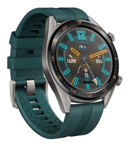 Huawei Watch GT Active 1.39" caixa 46mm de  aço inoxidável  titanium gray stainless steel, pulseira  dark green FTN-B19