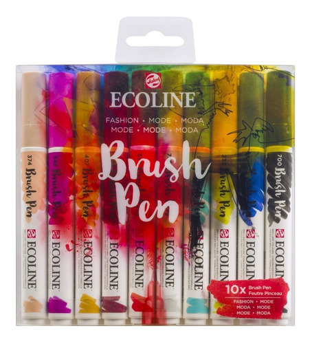 Marcadores Ecoline Brush Pen Moda Estuche X 10 Colores