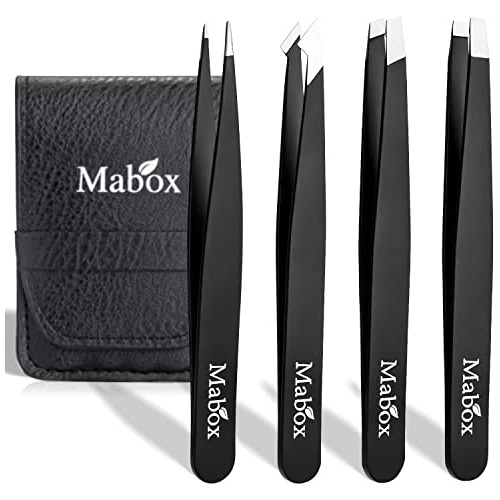 Mabox Professional Tweezer Set Con Caja - 4 Piezas De 5mhxs