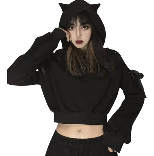 Gothgirl Harajuku Diablo Con Gato Oreja Encaje Hasta Corto S