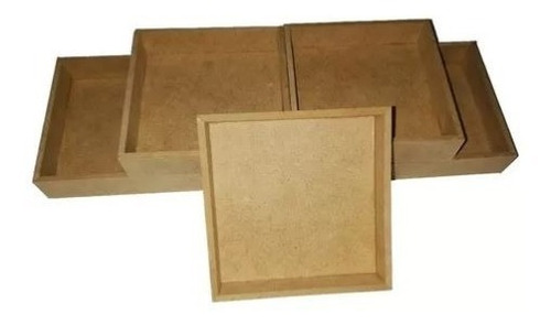 4 Charolas De Madera Mdf 4.7 Mm 30x30x3 Cm De Alto Natural¡¡