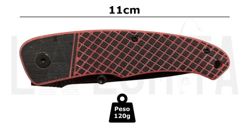Navaja Plegable Tactica Acero Inoxidable 420 Bison Xhp-348 Color Negro Con Rojo