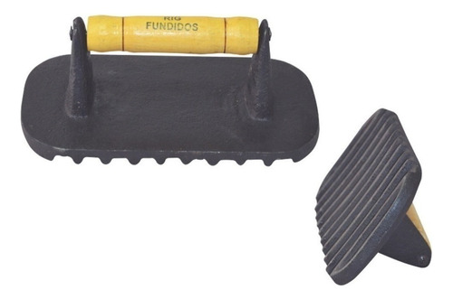 Amassador / Peso Para Bifes Grande 22x12cm Em Ferro Fundido Cor Preto