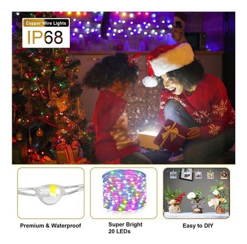 Pt Compatible Minilámpara De Navidad Led De 2 M, 40