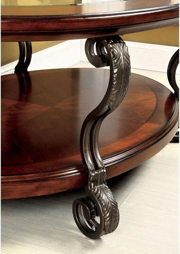 Imagen 3 de 4 de Mesa De Centro Madera Cristal Y Hierro Elegante