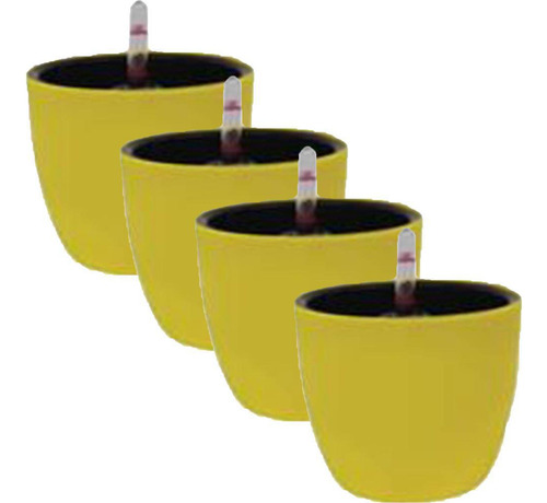 Jogo 4 Vasos Autoirrigável Botanique Redondo Amarelo - Japi