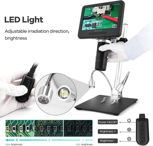 Imagen 7 de 10 de Microscopio Digital Andonstar Ad246s-m 3 Lentes Hdmi Metal
