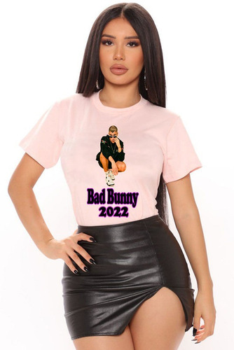 Polera Estampada Dama 100%algodón Gira 2022 Bad Bunny 461