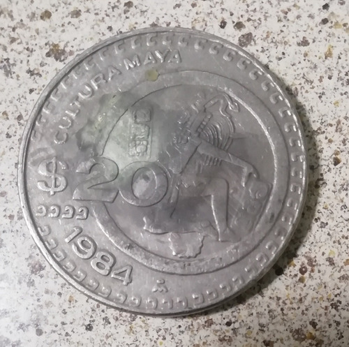 Moneda 20 Pesos Cultura Maya 1984 Fecha Escasa Rastros Oxido