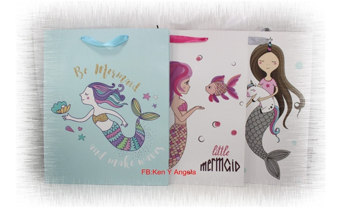 Bolsa De Regalo X12 Unidades Dibujo De Sirena #md