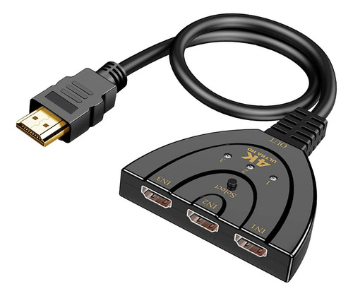 Switch Hub Multiplicador Hdmi 4k 3 En 1 Salida Resistente