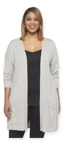 Sueter gris abierto mujer sale