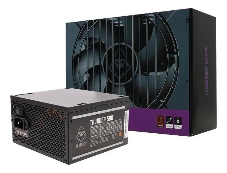 Fonte Mancer Thunder 500w Bronze 80 Plus, Mcr-thr500-bl01 Cor Preto