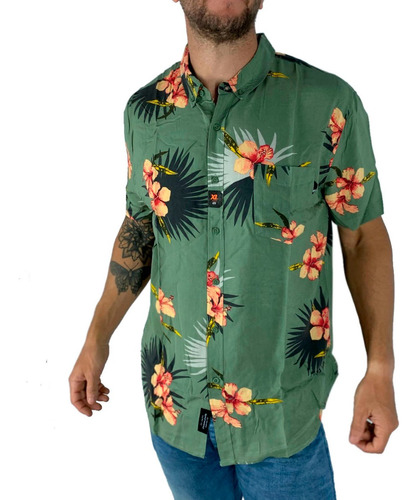 Camisa Spy Limited Peach Manga Corta Hawaiana Hombre