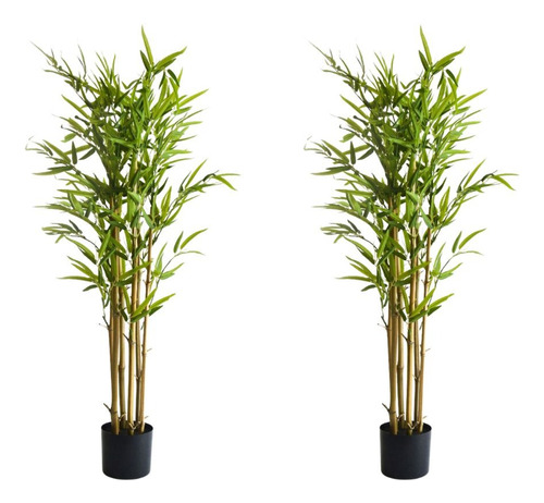  Pack 2u Plantas Artificial Decoración Caña De Bambú 120cm