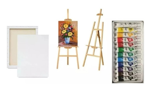 Pack/set De 2 Bastidores, Atril 120cm Y 12 Pinturas