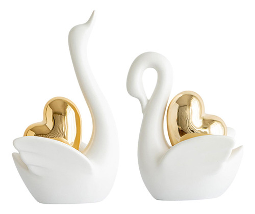 2 Piezas Figuras De Cisne Esculturas Animales Adornos De