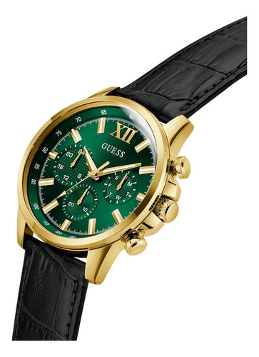 Reloj Guess Negro Verde Hiombre Walker Bisel Dorado