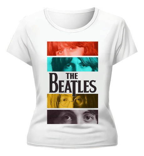 Remera The Beatles Multicolor Diseño Exclusivo Dama