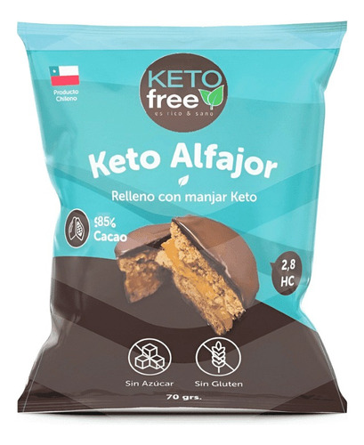 Keto Free Alfajor Relleno Con Manjar Sin Gluten 70 G