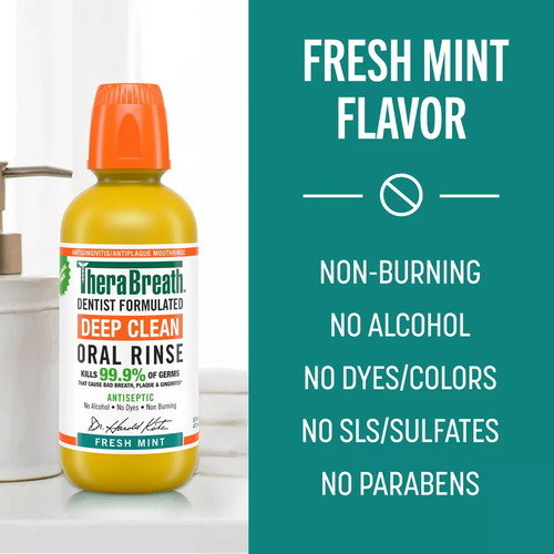 Therabreath, Enjuague Bucal Deep Clean - Menta Fresca 473ml