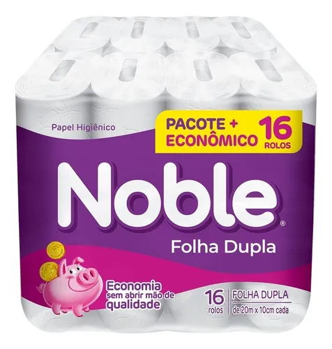 Papel higiênico Noble folha dupla 20 m de 16 un