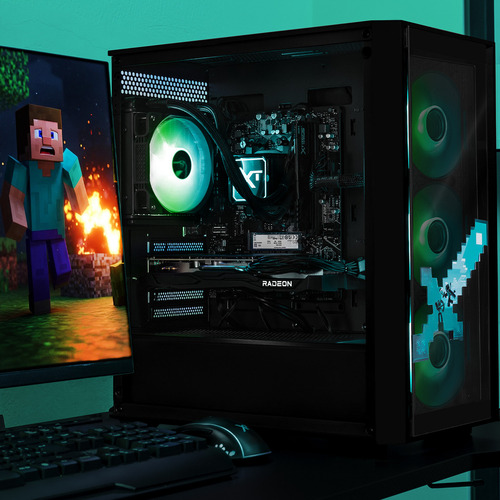 Xtreme Pc Gaming Amd Radeon Rx 7600 Ryzen 7 5700g 32gb Ssd 1tb Sistema Liquido Wifi Minecraft Steve