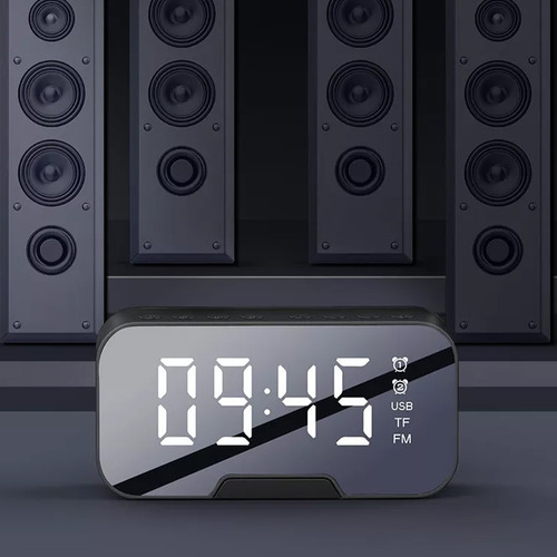 Imagen 8 de 10 de Reloj Radio Despertador Bluetooth Batería Alarma Micro Sd