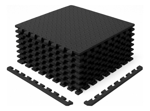 Tapetes 60x60 Negros X12 Piso Antiderrapante Para Gym Color Negro