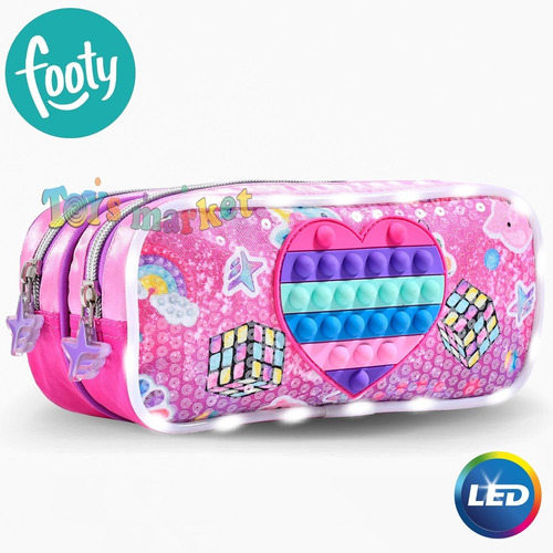 Cartuchera Footy Con Luces Led Luz Y Cierres Nene Nena