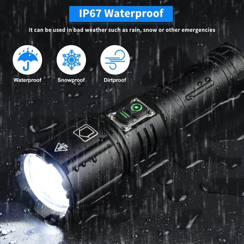 Nova Lanterna Xhp160 De Alta Luz Recarregável E