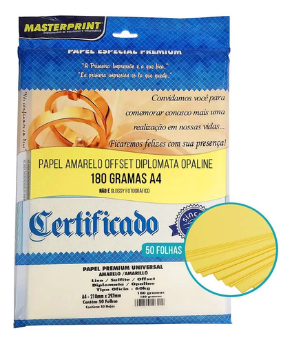 Papel Colorido 180g 50 Folhas Masterprint Colorplus