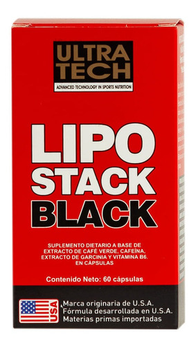 Lipo Stack Black Ultra Tech X 60 Cápsulas Quemador De Grasas