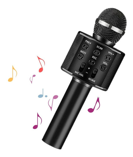 Microfone Sem Fio Youtuber Bluetooth Infantil Reporter Cor Preto