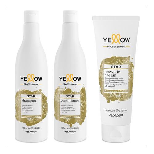 Yellow Kit Star Shampoo + Acondicionador + Crema Para Peinar