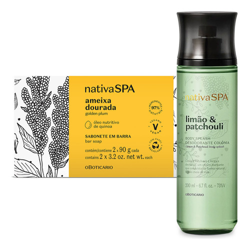 Combo Presente Nativa Spa: Body Splash Limão E Patchouli 200