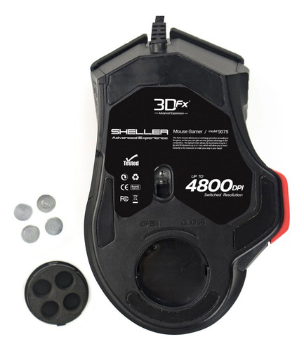 Mouse Gamer 3dfx Sheller 9075 7 Botones 4800dpi Usb Negro