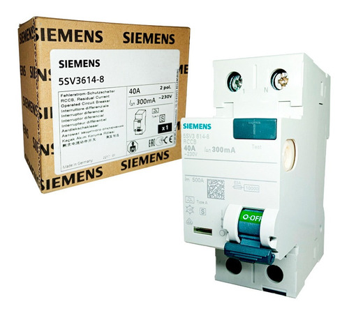 Disyuntor Diferencial Bipolar 40a Selectivo 300ma Siemens 