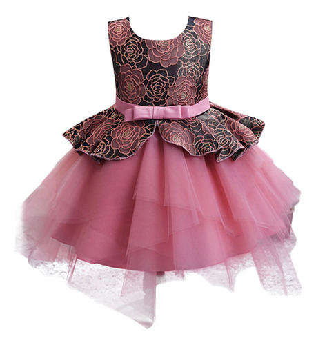 Vestido De Gala De Encaje Floral Para Niños Pequeños, P 651