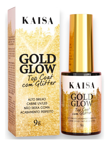 Top Coat Com Glitter Kaisa Gold Glow 9ml - Original