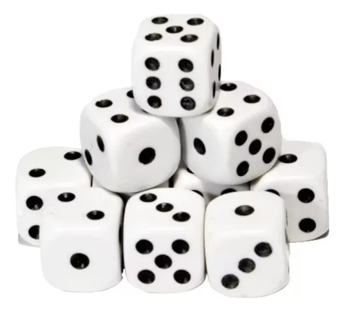 100 Dados De Puntos Blancos 16mm. Para Juego Azar Juego Mesa