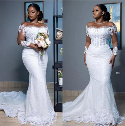 Vestidos De Noiva Com Cauda De Peixe E Renda De Um Ombro Só