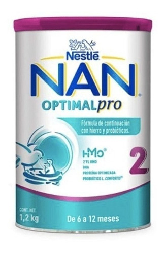 Leche de fórmula en polvo Nestlé Nan Optimal Pro 2 en lata de 2 de 1.2kg - 6  a 12 meses