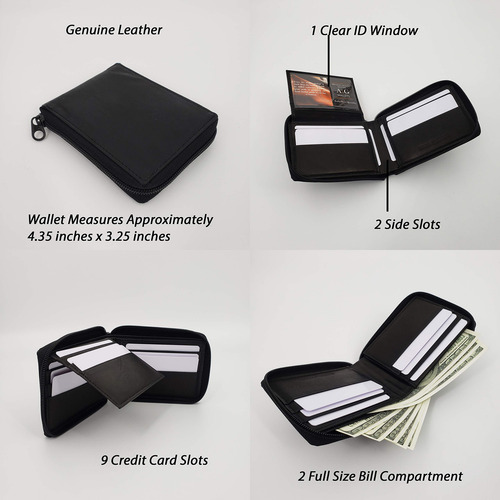 Cartera Para Hombre Con Cremallera Y Identificación Abatible