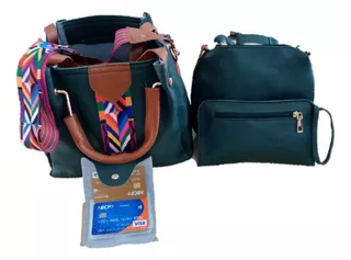 Cartera Bolso De Mujer 4 En 1 Economica De Cuero.