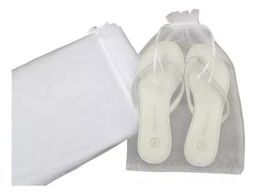 Saco De Organza Branco 21x34 P/ Chinelos Kit 50 Pcs