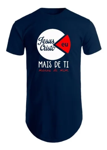 Kit C 5 Un Camisas Blusas Masculinas Longline Estampa Gospel